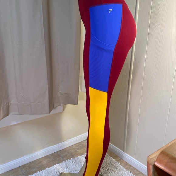 Power Hold Fabletics Red Blue Yellow High Rise Ex Small Athletic Leggings NWOT - Picture 5 of 14